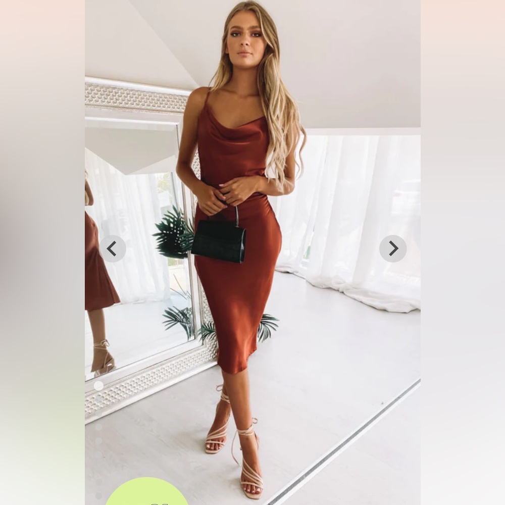 Schiffer Slip Midi Dress Rust US Size 6, Australian size 8